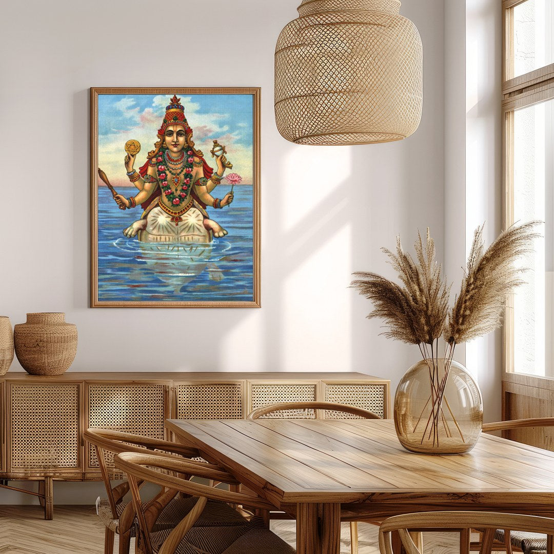 Immerse yourself in this captivating depiction of a serene goddess seated gracefully on water. The for Extra Kitchen