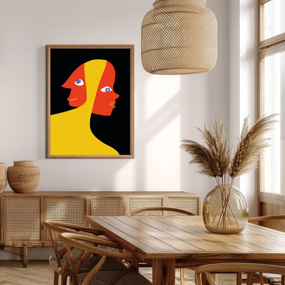 This captivating piece explores the duality of human emotion through abstract expression. The bold for Extra Kitchen