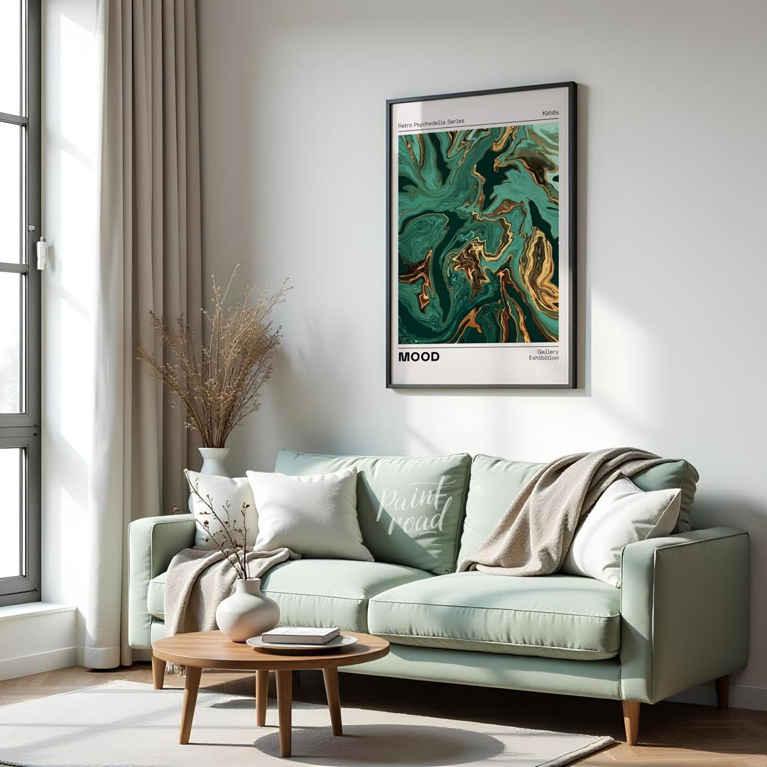 Emerald Marble Psychedelia Painting available online at Paintroad showing 1960s abstract art and artistic