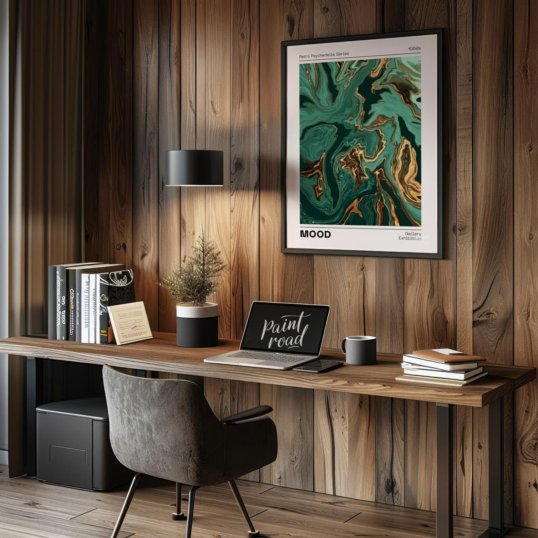 Emerald Marble Psychedelia Painting available online at Paintroad showing 1960s abstract art and artistic