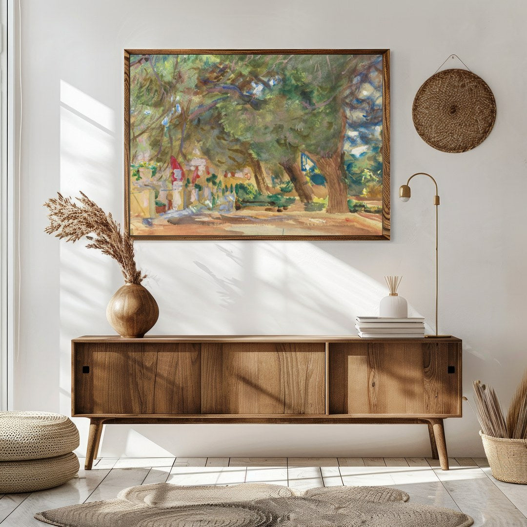 Immerse yourself in the tranquility of nature with this enchanting forest pathway painting. The for Sitting Area