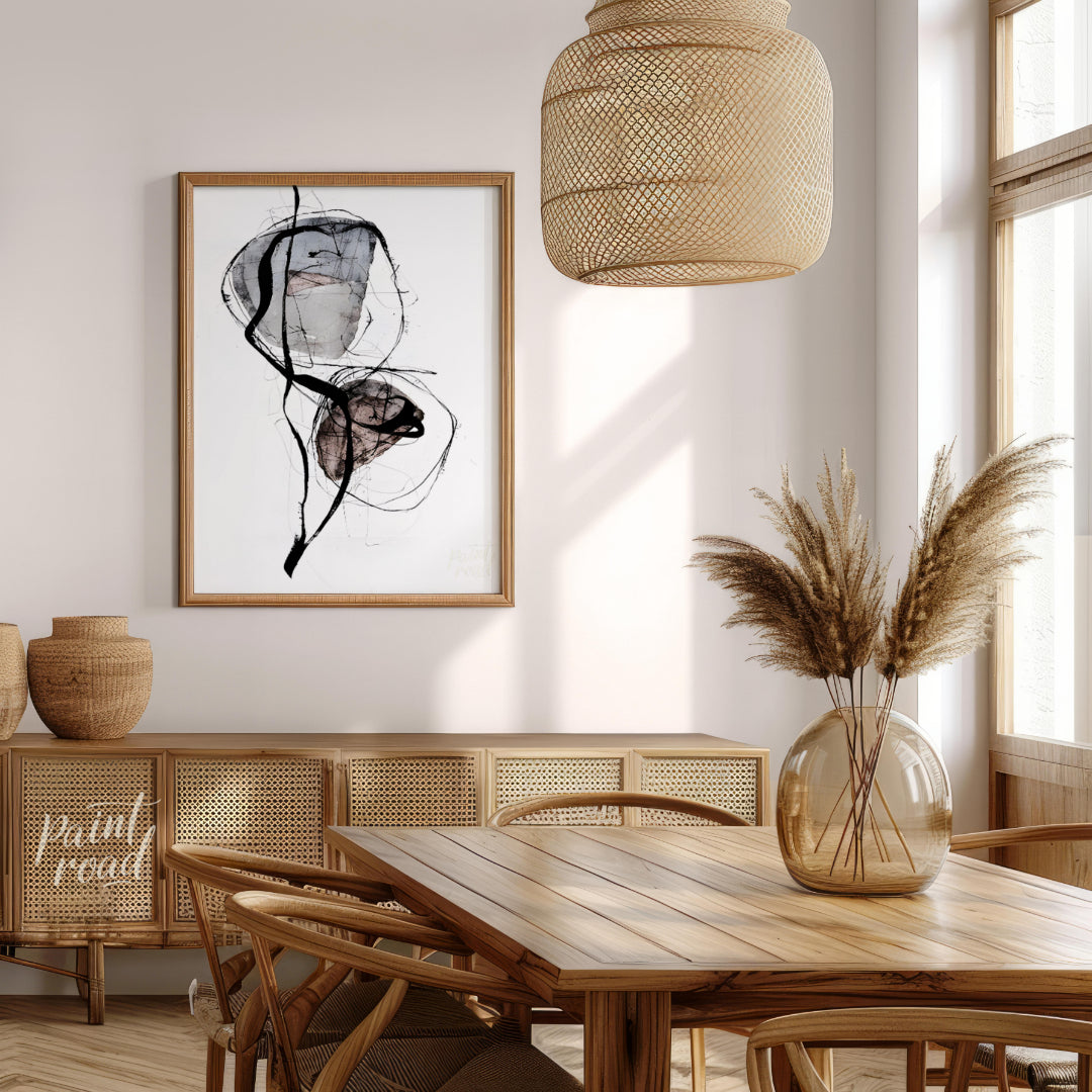 """Ephemeral Forms"" captures a delicate balance between structure and fluidity. The artwork featur… for dining room