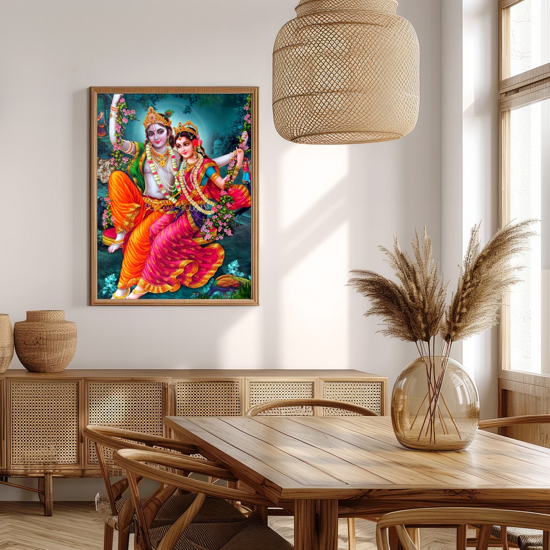 Experience the enchanting beauty of this divine artwork, featuring a celestial couple gracefully for Extra Kitchen