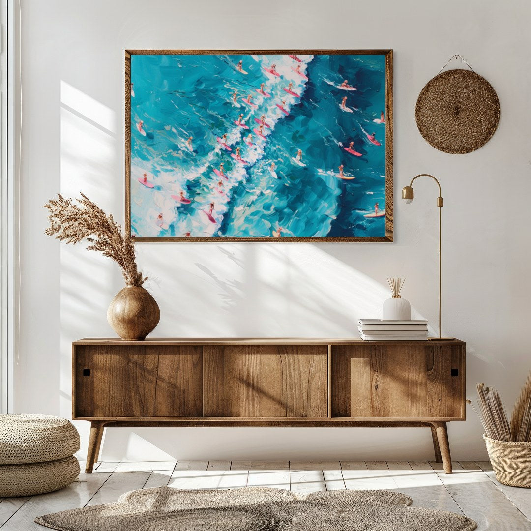 Dive into the vibrant energy of the ocean with this dynamic artwork capturing an aerial view of for Sitting Area