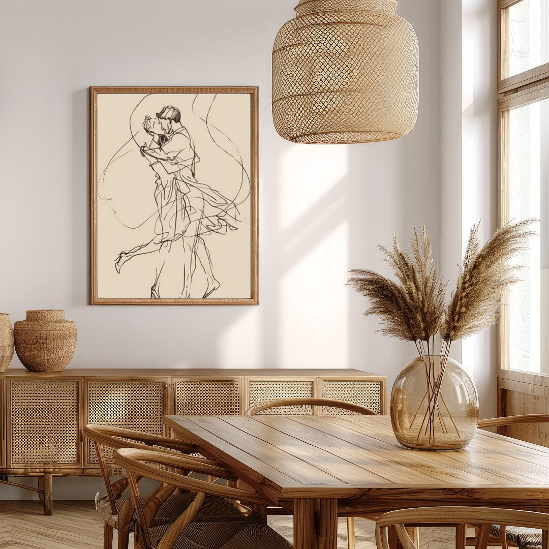 Immerse yourself in the delicacy of minimalism with this enchanting line art depicting a couple’s for Extra Kitchen