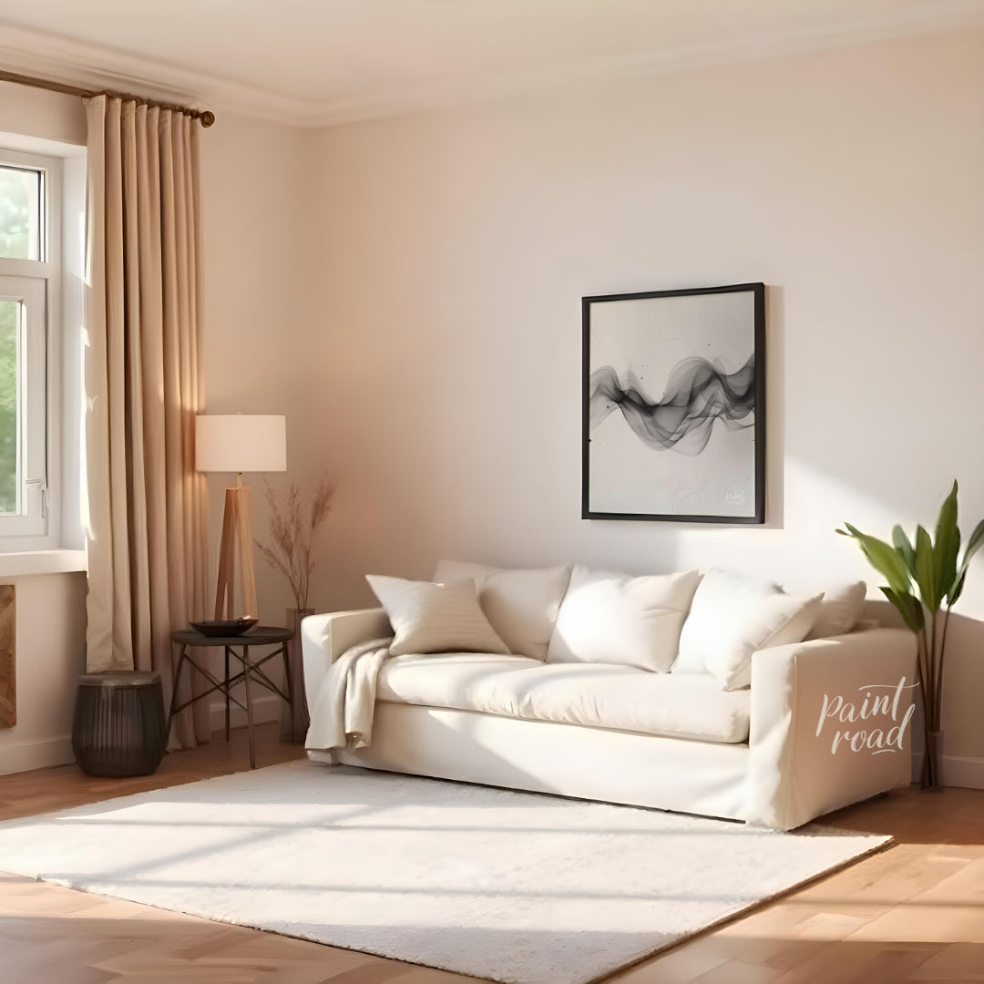 This digital artwork captures a mesmerizing flow of ethereal smoke rendered in shades of gray again… for living room