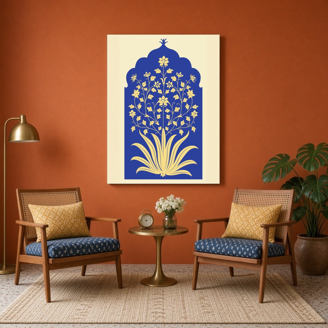 Experience the timeless elegance of Mughal art with this stunning floral composition. The intricate for Sitting Area