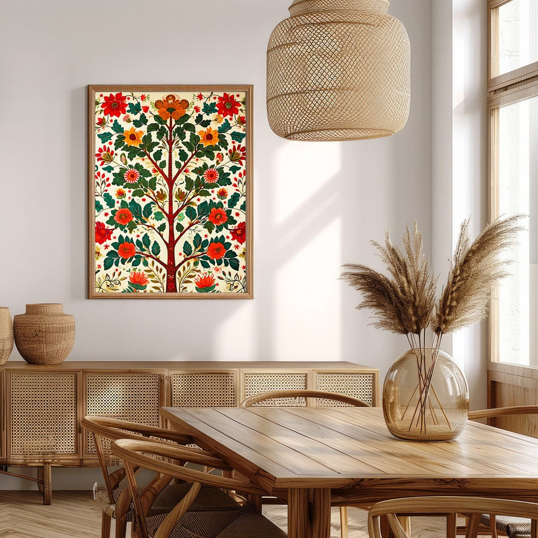 Elevate your space with the 'Floral Harmony: Tree of Life' canvas art, a vibrant fusion of nature for Extra Kitchen