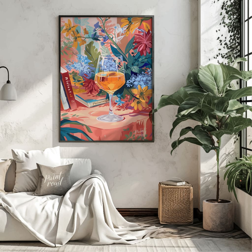 Floral Still Life with Wine Painting available online at Paint Road for only Floral Still Life with Wine showing aesthetic alcohol and art