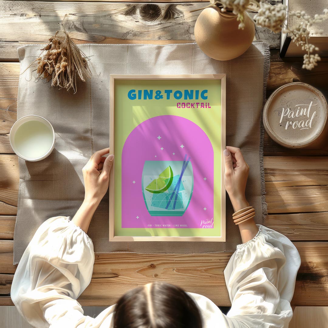 This refreshing and modern poster features a crisp Gin & Tonic, presented with a clean and vibrant … for other