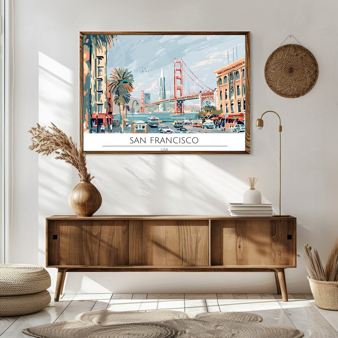 Experience the iconic beauty of San Francisco with this stunning piece of wall art. Featuring the for Sitting Area