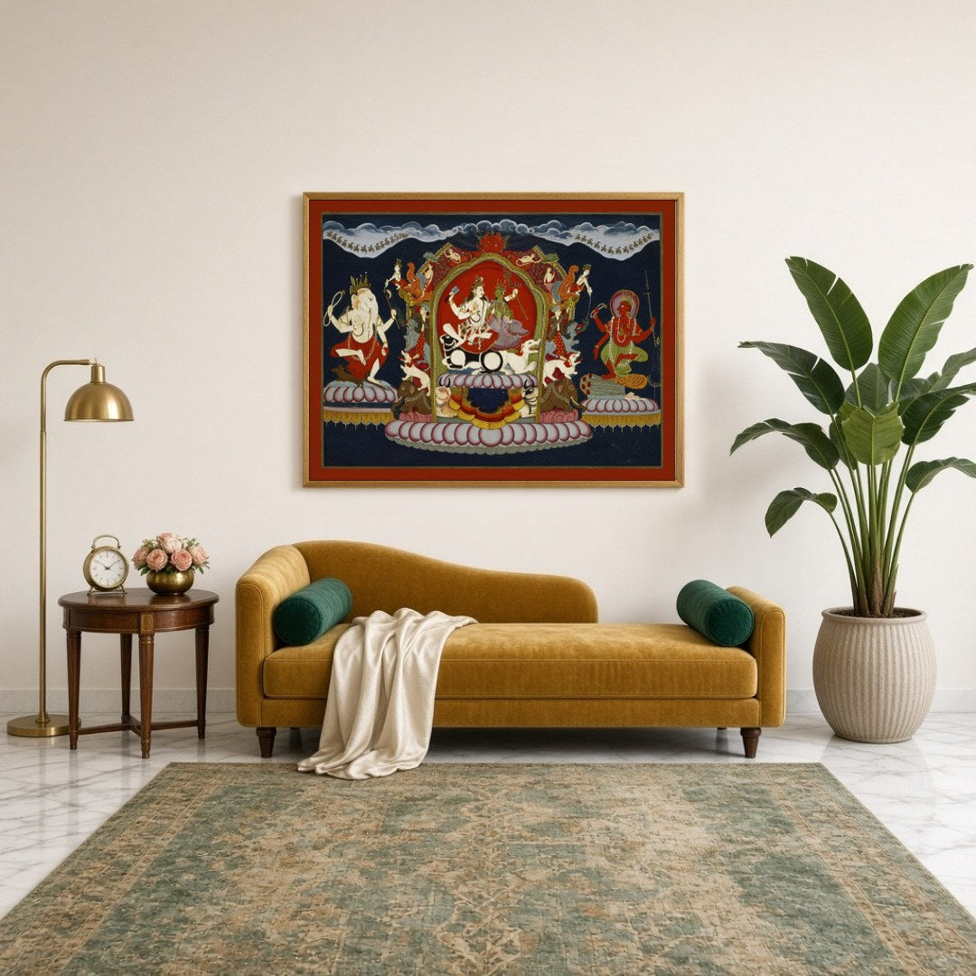 Experience the divine serenity of the Himalayan abode with this intricate art piece featuring Lord for Sitting Lounge