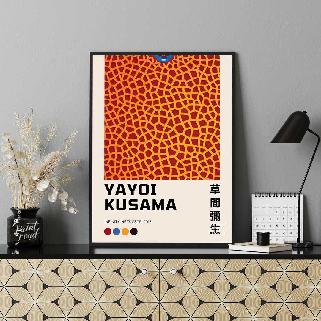This captivating art print features an iconic representation of Yayoi Kusama’s “Infinity-Nets” seri… for office