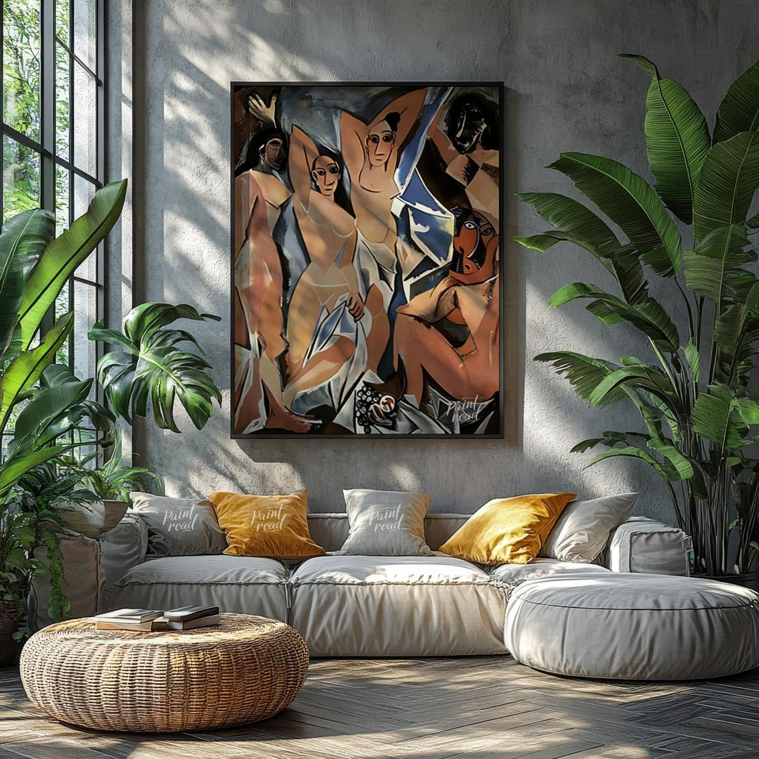 “Les Demoiselles d’Avignon,” painted by Pablo Picasso in 1907, is a monumental and revolutionary oi… for living room