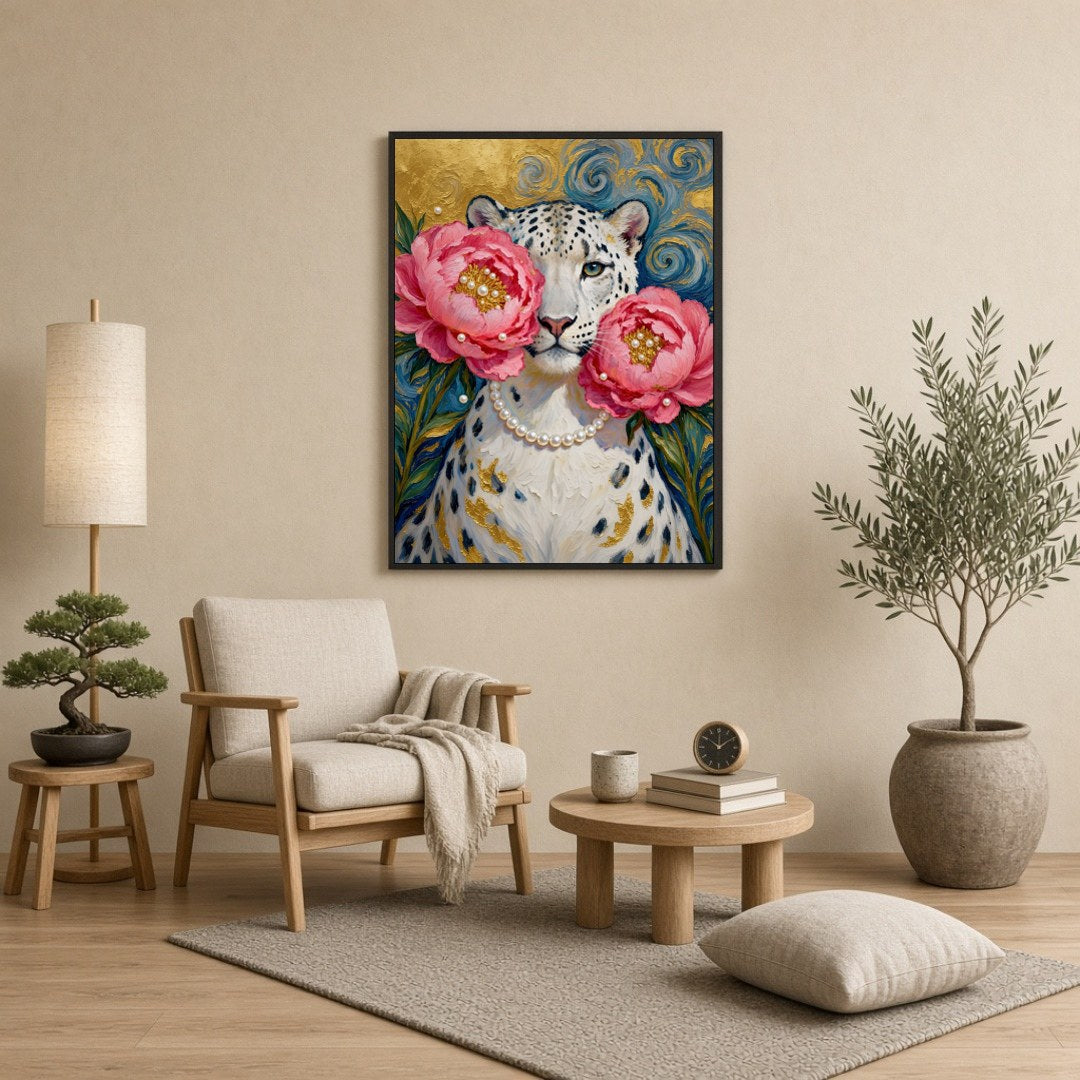 Immerse yourself in the opulence of wild beauty with this striking artwork featuring a majestic for Reading Nook