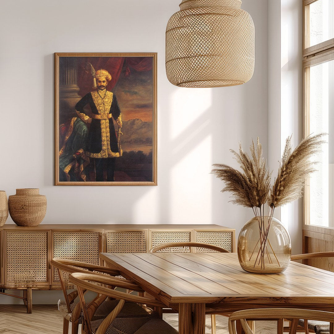 This exquisite artwork captures the grandeur of a noble figure, dressed in opulent attire, exuding for Extra Kitchen