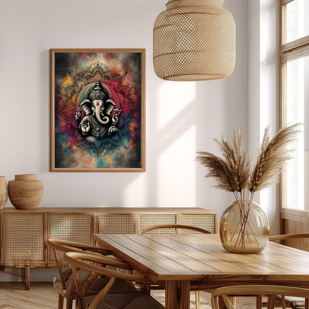 Embrace the spiritual aura of 'Mandala Ganesha: Divine Serenity,' a stunning fusion of traditional for Extra Kitchen