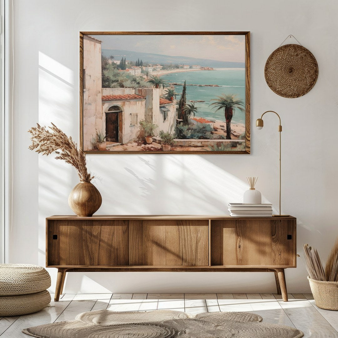 Experience the serenity of the coast with this beautifully detailed artwork capturing a for Sitting Area