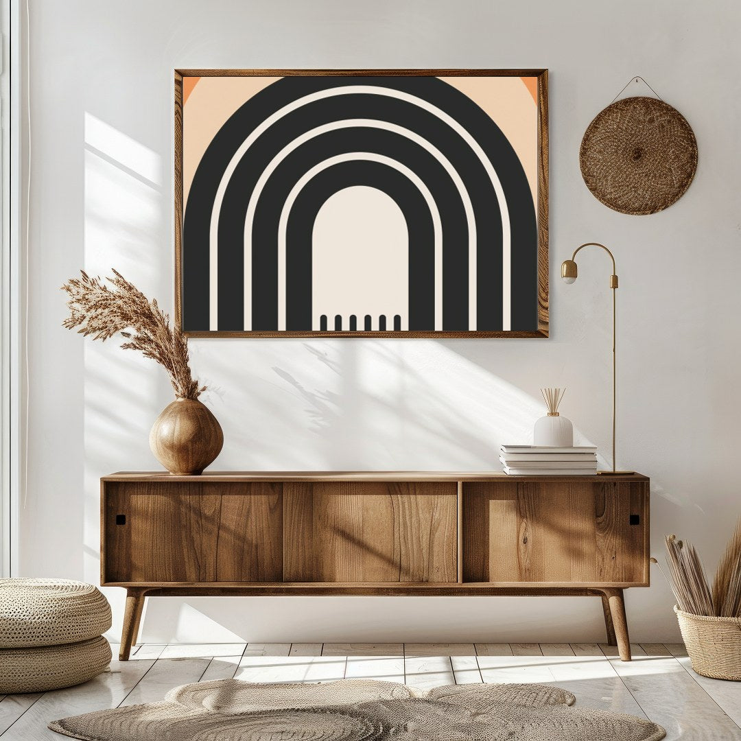 This captivating wall art piece features a series of concentric arches in earthy hues of beige, for Sitting Area