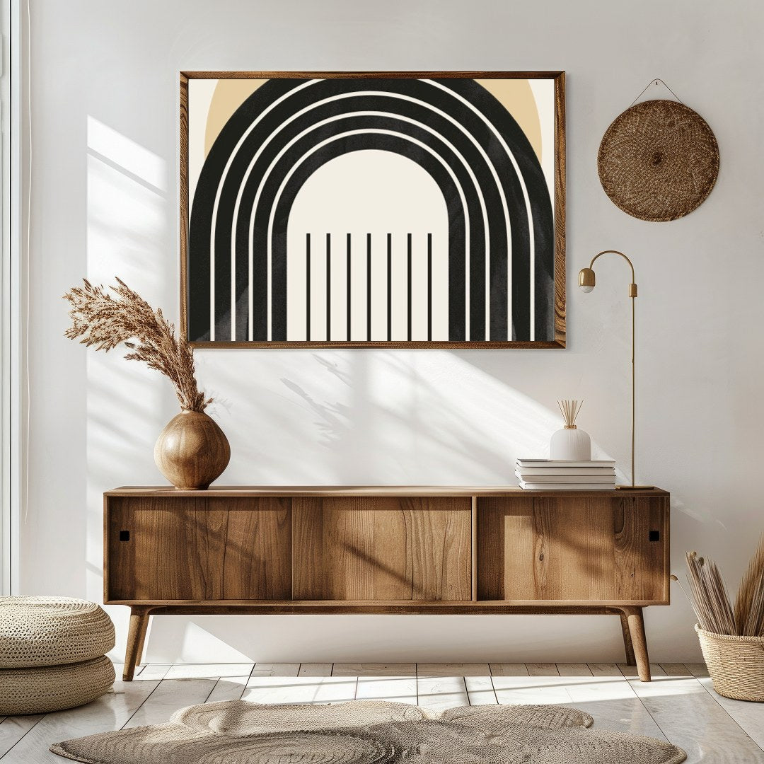 This captivating piece combines modern geometric patterns with a soothing color palette. Perfect for Sitting Area