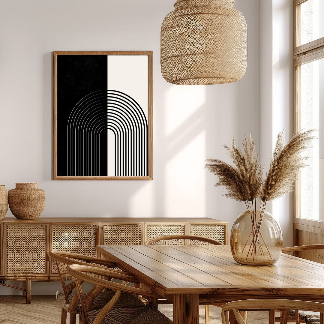 Elevate your space with this striking monochrome artwork that features a seamless blend of black for Extra Kitchen