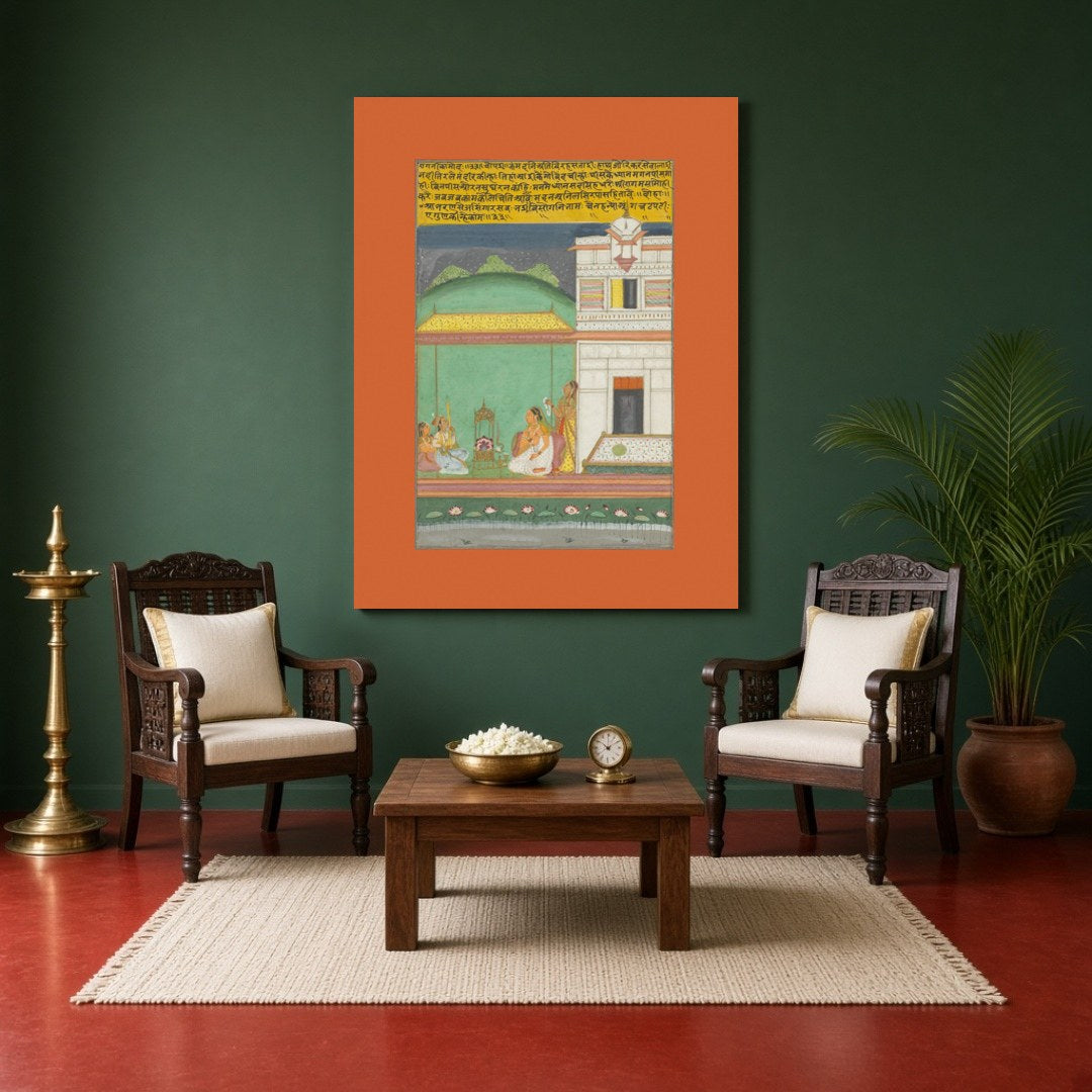 Immerse your senses in the ethereal ambiance of this Ragamala masterpiece. Musicians gather on a for Sitting Area