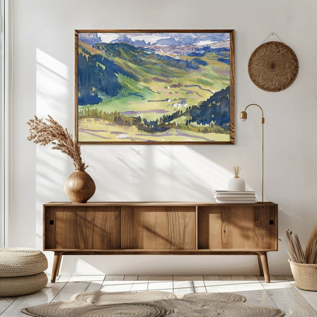 Experience the tranquil beauty of nature with this captivating mountain landscape artwork. The for Sitting Area