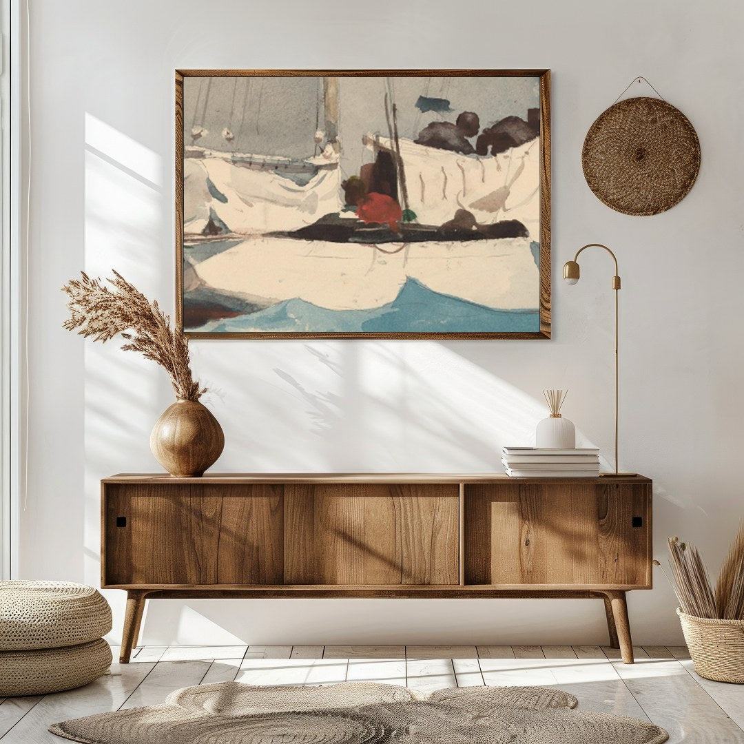 Capture the tranquil beauty of the sea with this exquisite sailing vessel artwork. The vivid blues for Sitting Area