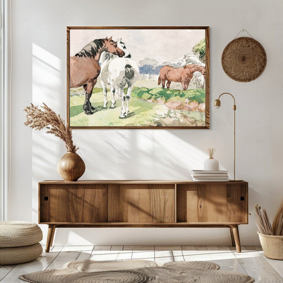 Immerse yourself in the tranquility of pastoral life with this exquisite watercolor painting. for Sitting Area