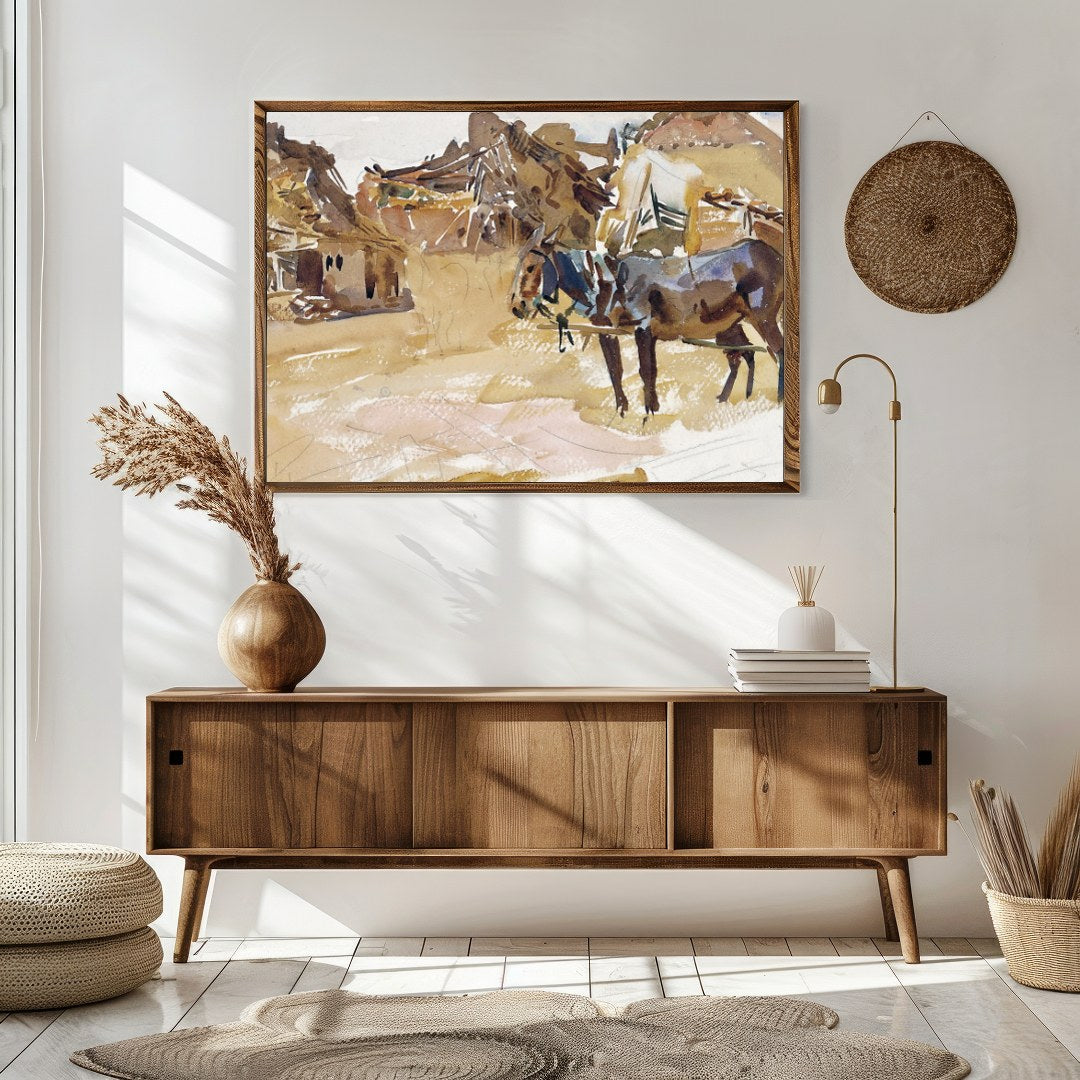 Experience the tranquil beauty of pastoral life with this stunning watercolor painting. for Sitting Area
