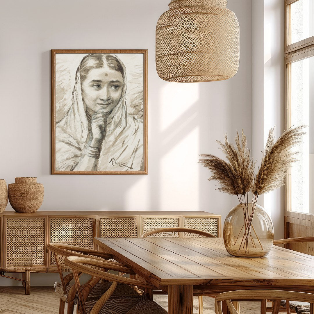 Immerse yourself in the graceful presence of this sepia-toned masterpiece, capturing the serene for Extra Kitchen