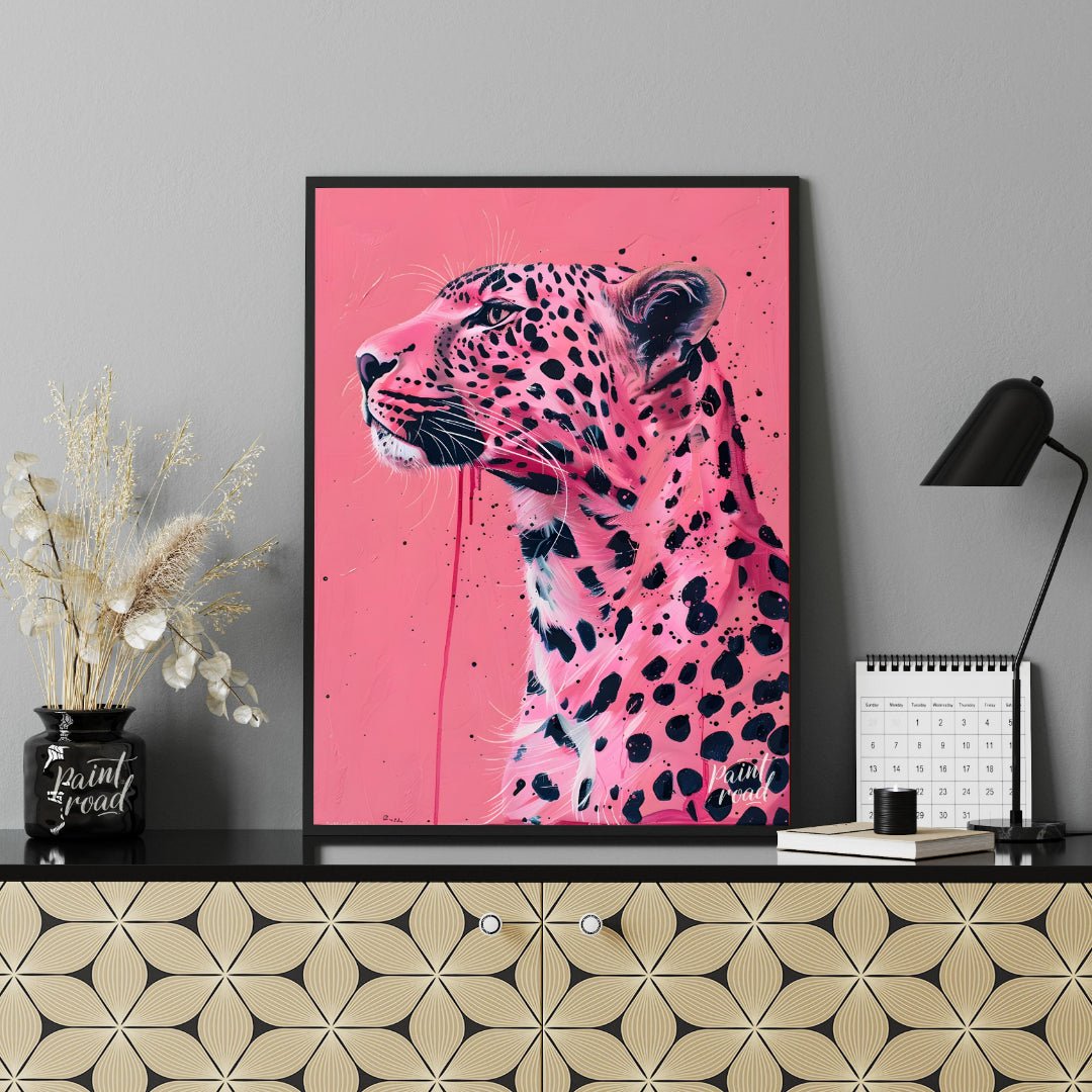 This striking artwork reimagines the majestic leopard in a bold, contemporary style. The artist emp… for office
