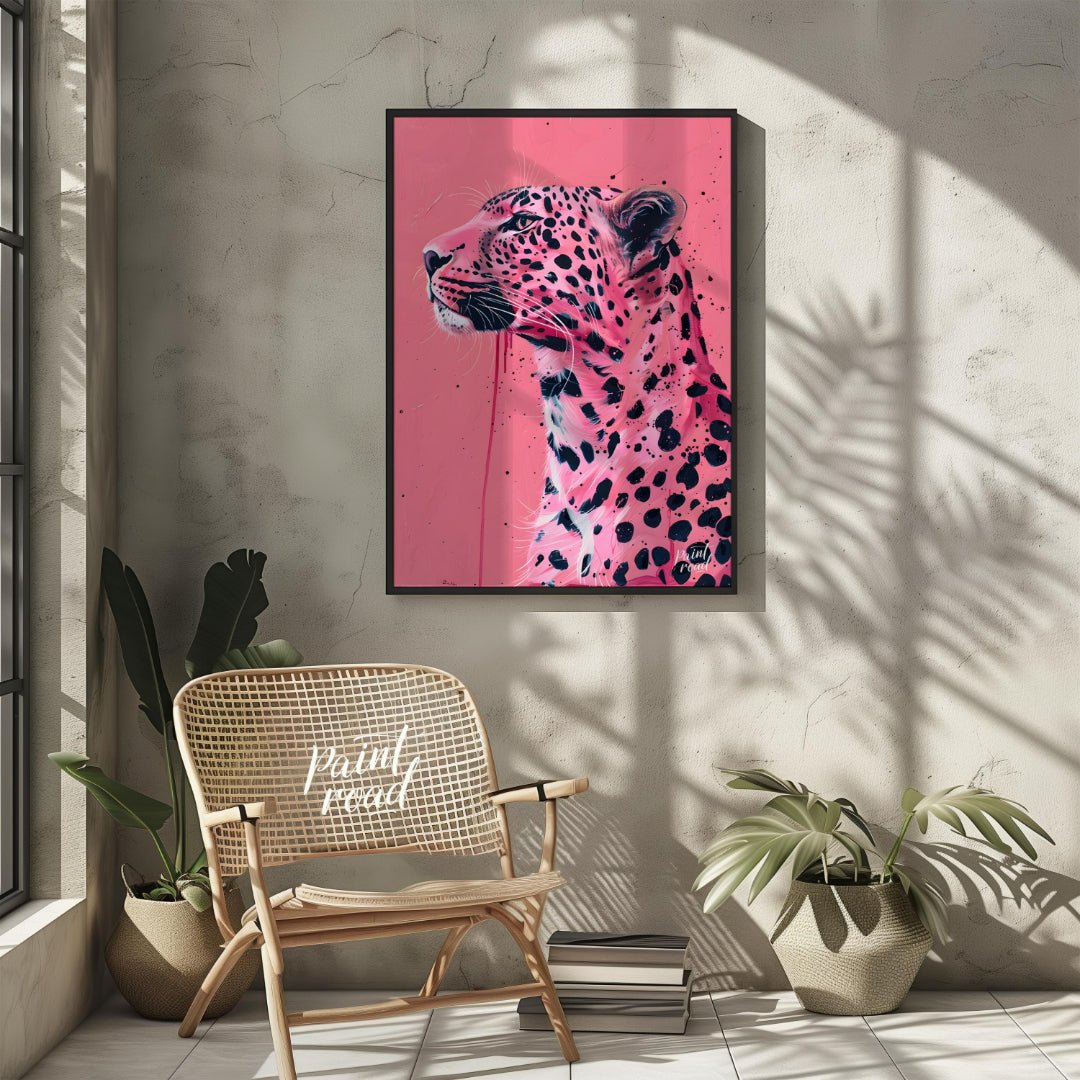 Pink Panthera Portrait Painting available online at Paintroad showing animal art and artistic