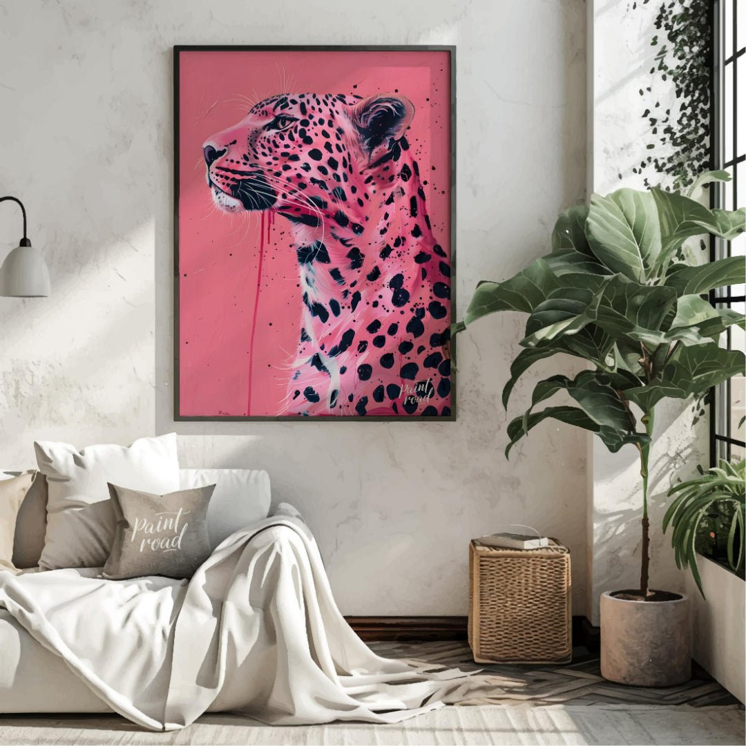 Pink Panthera Portrait Painting available online at Paintroad showing animal art and artistic