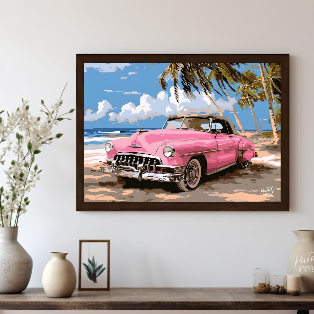 Pink Paradise Ride Painting available online at Paintroad showing Artwork Automobile and Bedroom