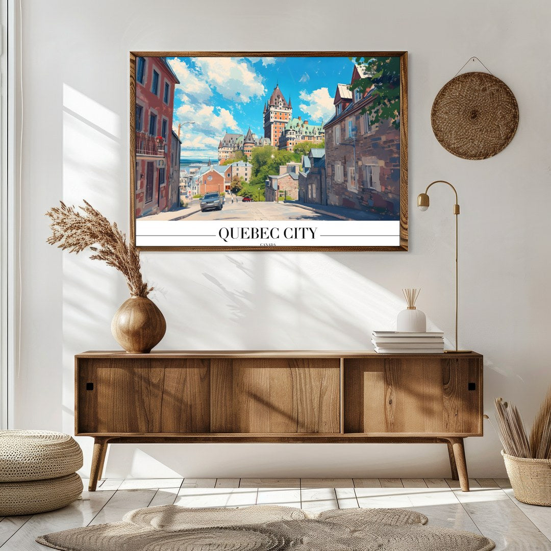Capture the charm of Quebec City with this stunning depiction of its iconic architecture. The for Sitting Area