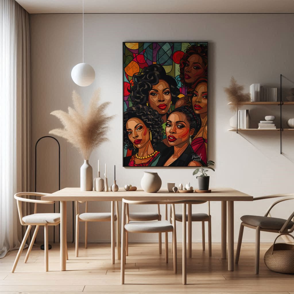 Queens of Color Painting available online at Paint Road for only Queens of Color showing bold graphic style bold lines and color