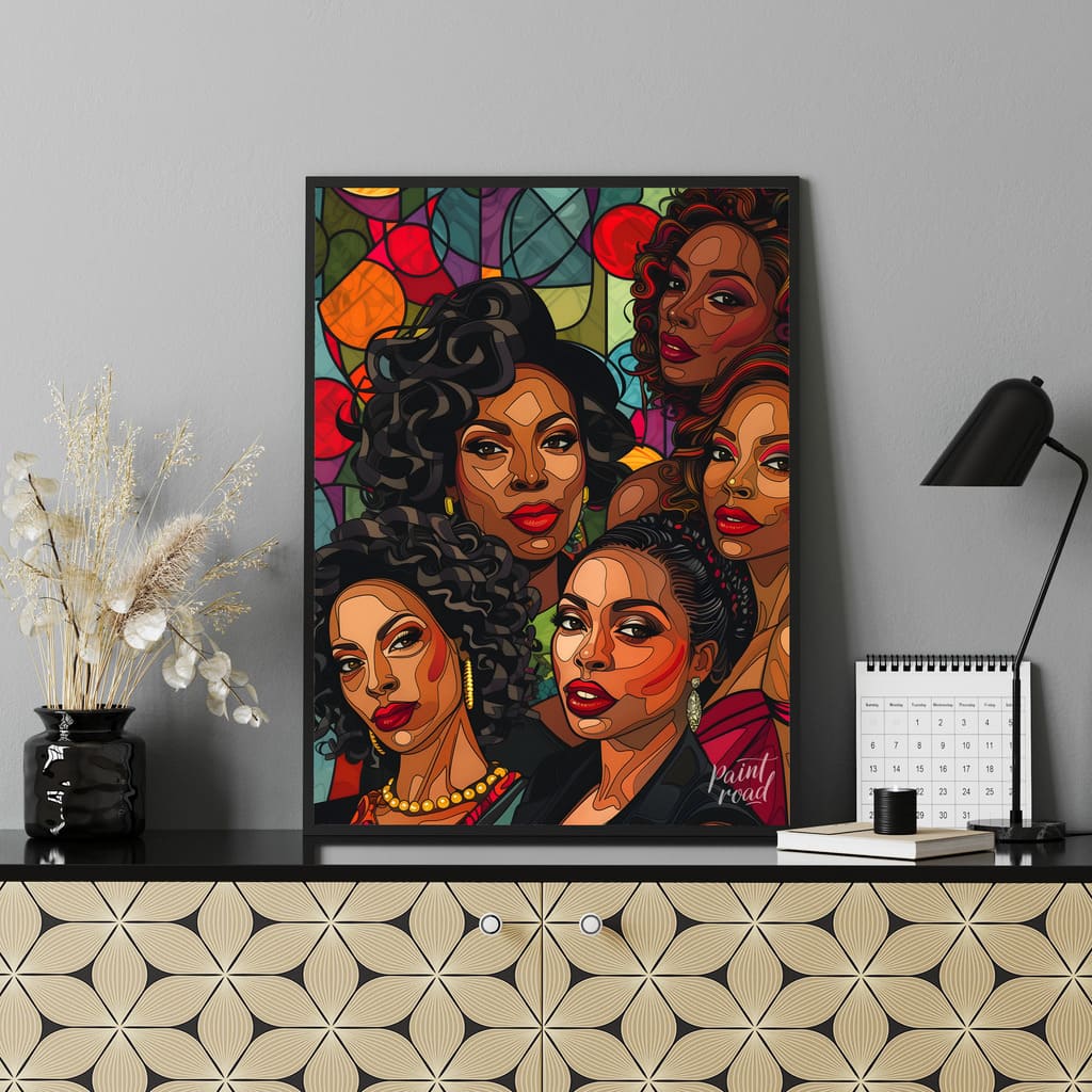 Queens of Color Painting available online at Paint Road for only Queens of Color showing bold graphic style bold lines and color