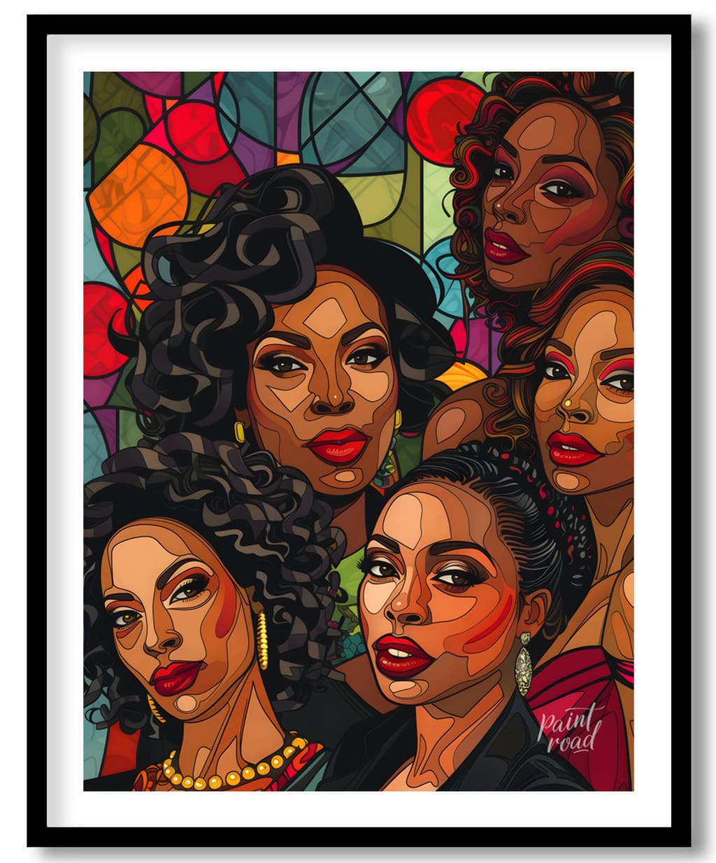 Queens of Color Painting available online at Paint Road for only Queens of Color showing bold graphic style bold lines and color