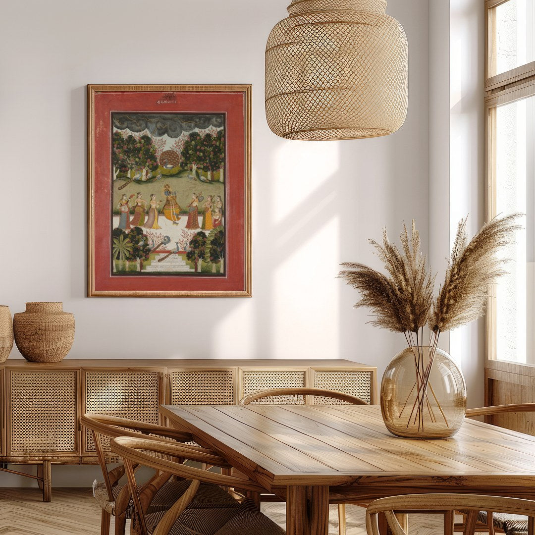 Immerse yourself in the vibrant culture of Rajasthan with this exquisite artwork depicting a for Extra Kitchen