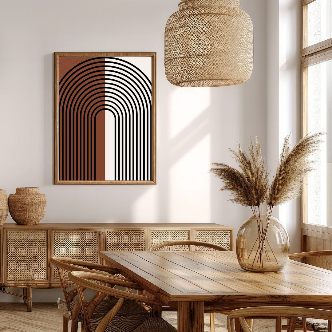 This captivating piece of wall art features a striking symmetrical arch design, merging vintage for Extra Kitchen