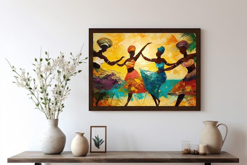 Rhythmic Joy Painting available online at Paint Road for only Rhythmic Joy showing African art and blues