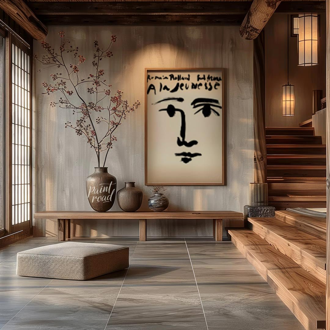 Romain Rolland: À la jeunesse Painting available online at Paintroad showing 20th century abstract face and art collector