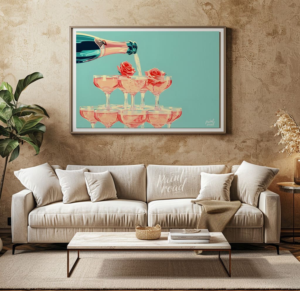 Rose - tinted Bubbles Painting available online at Paint Road for only Rose - tinted Bubbles showing adorned bottle and bottle pouring