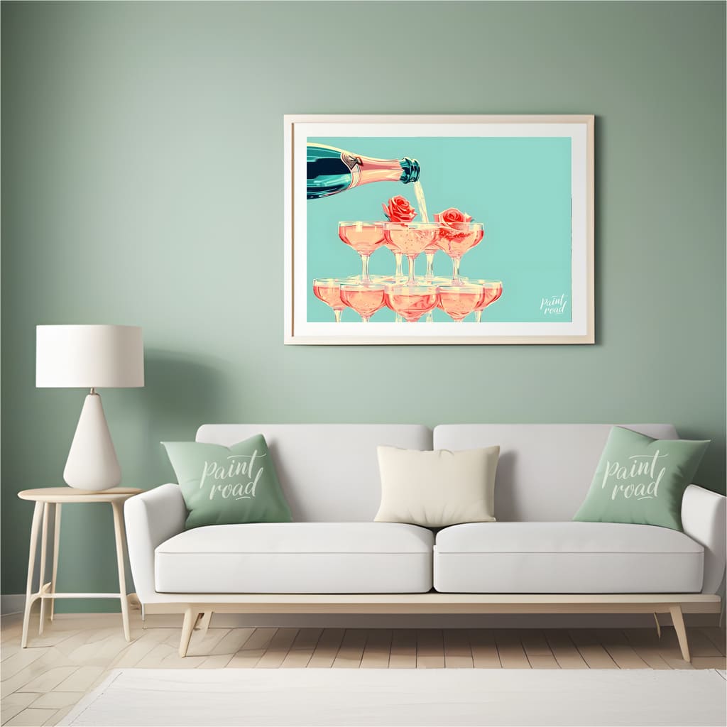 Rose - tinted Bubbles Painting available online at Paint Road for only Rose - tinted Bubbles showing adorned bottle and bottle pouring