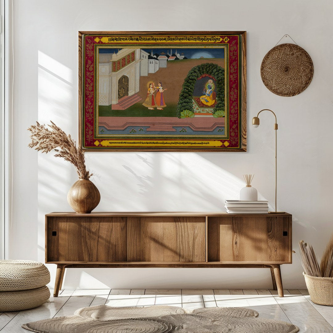 Immerse yourself in the elegance of bygone eras with this exquisite Mughal miniature painting. for Sitting Area