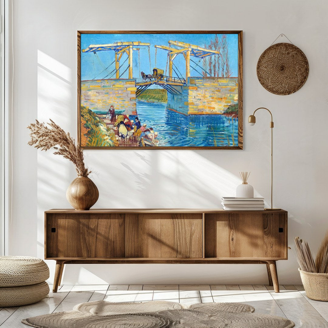 This exquisite artwork captures the serene beauty of a rural scene with the Langlois Bridge. The for Sitting Area
