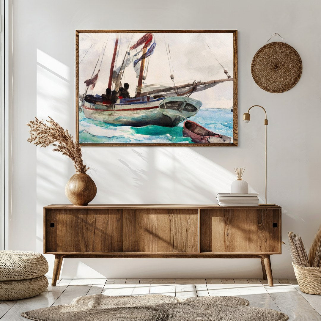 Immerse yourself in the tranquil beauty of oceanic exploration with this exquisite watercolor for Sitting Area