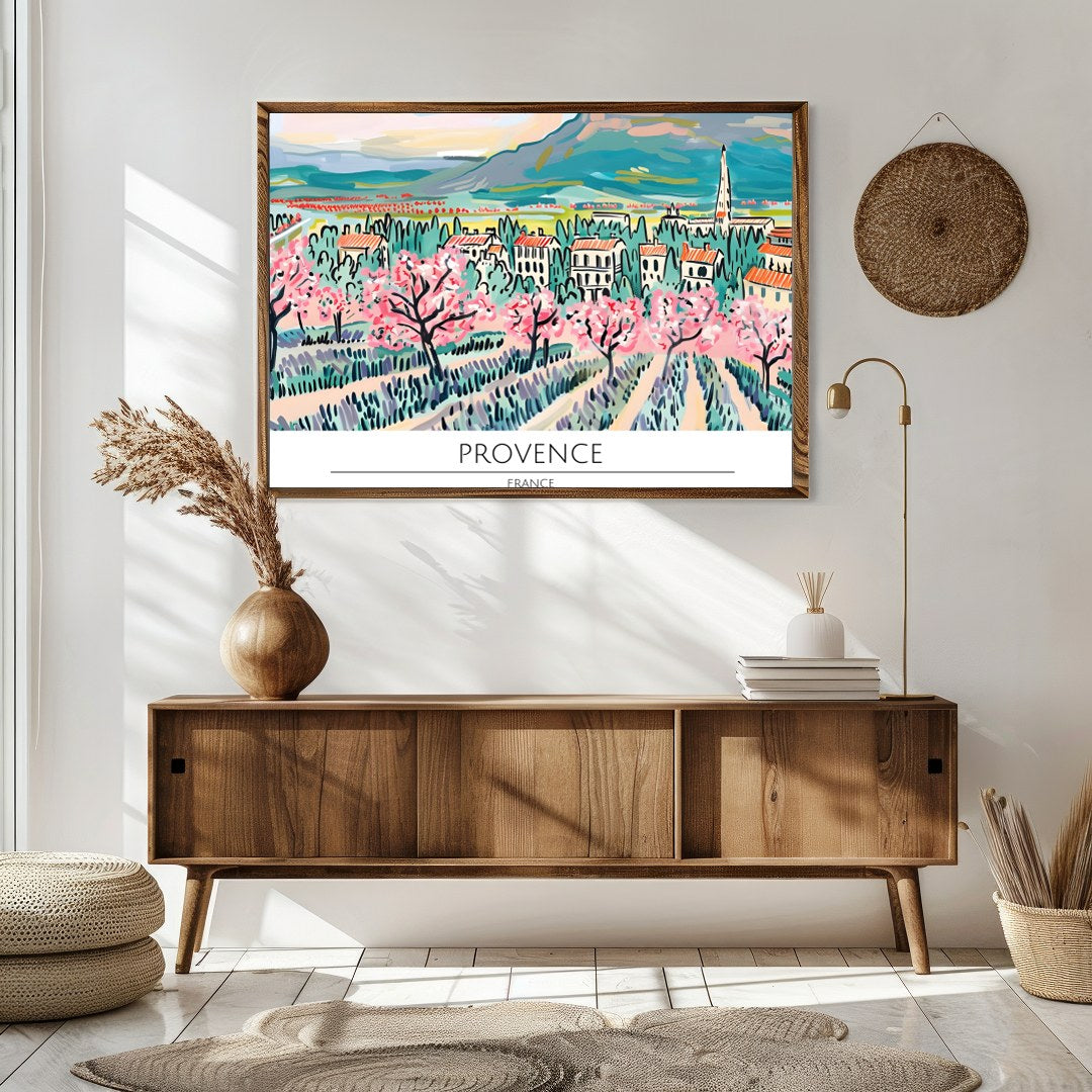 Elevate your living space with this exquisitely vibrant portrayal of Provence in spring. The for Sitting Area