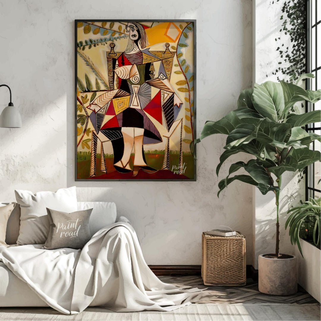 Seated Woman (in Garden) Painting available online at Paintroad showing 1930s abstract art and abstract portrait